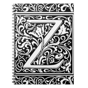 Carnet Lettre Z Monogramme médiéval Art Nouveau
