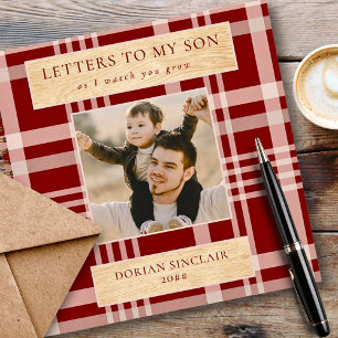 Carnet Lettres à mon fils Buffalo Plaid Faux Wood Photo