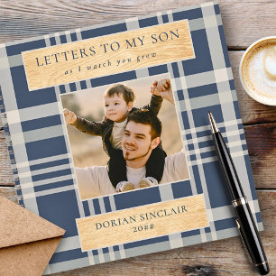 Carnet Lettres à mon fils Buffalo Plaid Faux Wood Photo