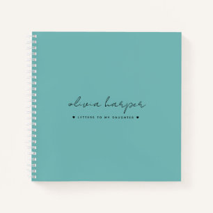 Carnet Lettres bleues turquoises à ma fille Garde mémoire