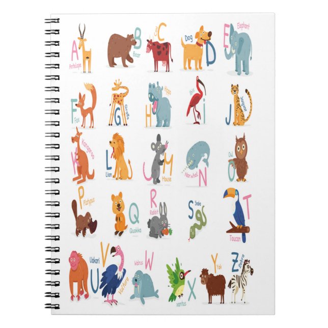 Carnet Lettres d'alphabet animaux pour enseignant enfants (Devant)