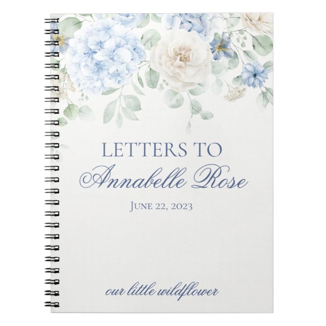 Carnet Lettres d'anniversaire à fleurs d'hydrangea bleue (Devant)