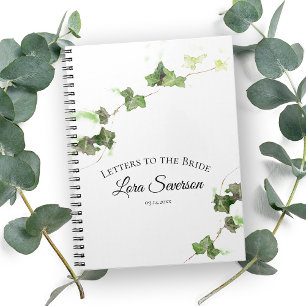 Carnet Lettres d'aquarelle verte de vigne à la mariée