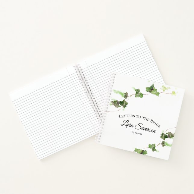 Carnet Lettres d'aquarelle verte de vigne à la mariée (Intérieur)