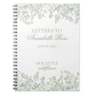 Carnet Lettres florales de chinoiserie sage pour lettre d