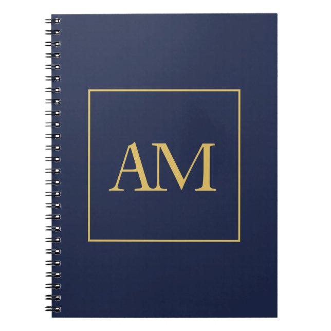 Carnet Lettres Initiales Monogramme Couleurs Or Bleu (Devant)