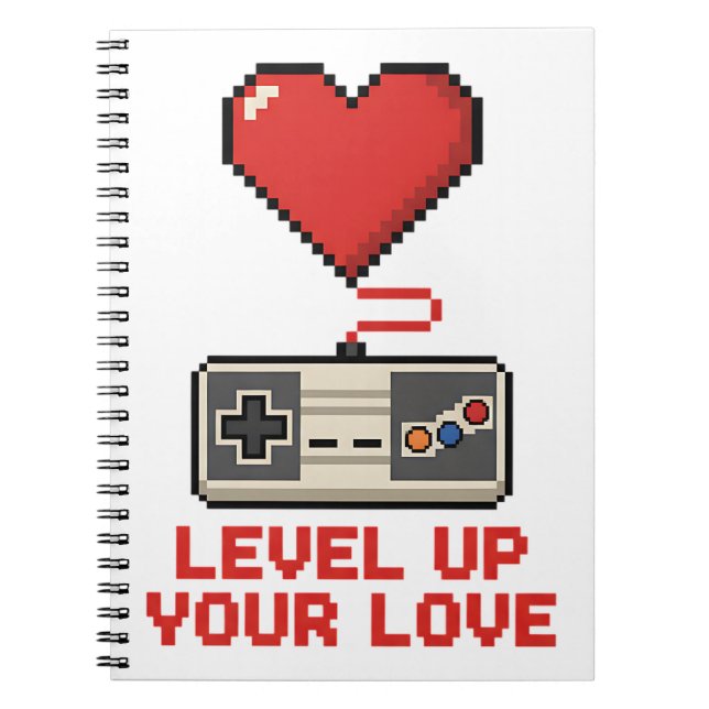 Carnet Level Up Your Love, Retro Pixel Gaming Design (Devant)