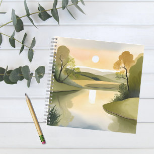 Carnet Lever de soleil sur la rivière   Aquarelle Jaune