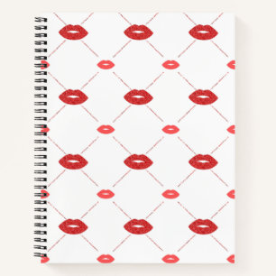 Carnet Lèvres à parties scintillant rouge