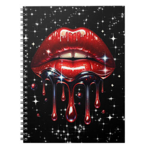 Carnet Lèvres Rouges Dégoulinantes de Paillettes Brillant