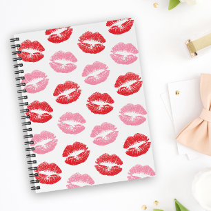 Carnet Lèvres rouges et roses, Motif des lèvres, bâton à