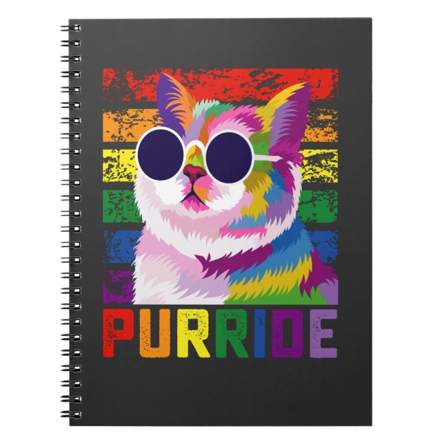 Carnet LGBT Tie Dye Pride Chat Purride Gay Rainbow Retro (Devant)