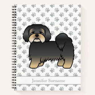 Carnet Lhasa Apso noir et feu Chien de dessin animé migno