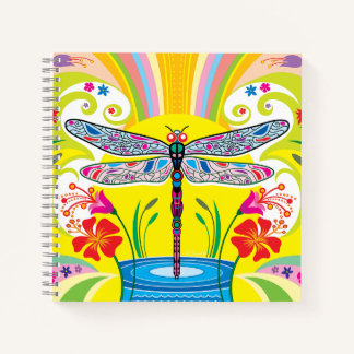 Carnet Libellule radieuse et fleurs sauvages