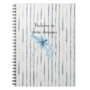 Carnet Libellule Rayures Bleu Blanc Croire