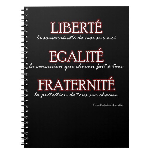 Carnet : Liberté, Egalité, Fraternité (Devant)