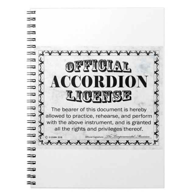 Carnet Licence Accordéon (Devant)