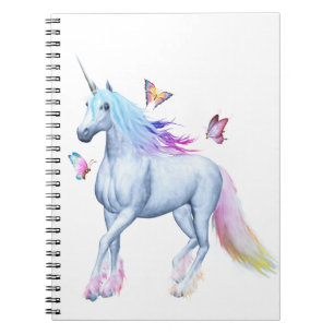 Carnet licorne arc-en-ciel et papillons