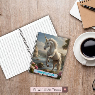 Carnet Licorne blanche personnalisée Fleur Ruisseau