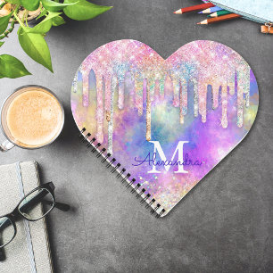 Carnet Licorne chic colorée dégoulinant de paillettes mon