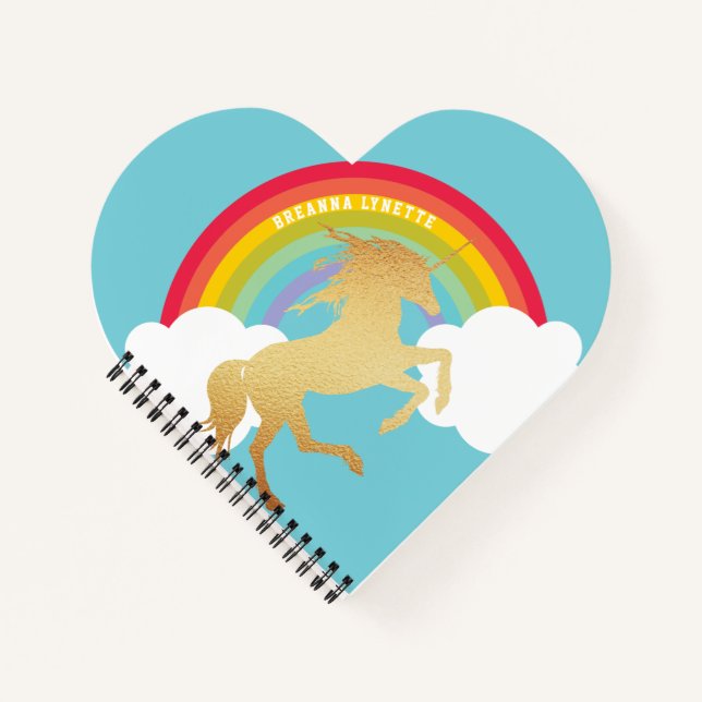 Carnet Licorne de couleur arc-en-ciel pour enfants (Devant)