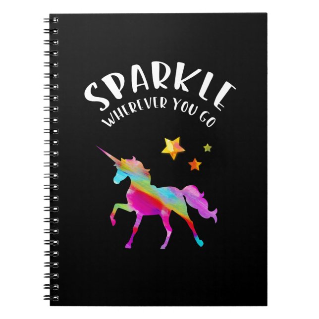 Carnet Licorne - étincelle. Énonciations mignonnes. (Devant)