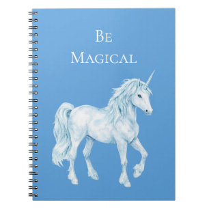 Carnet Licorne Magique Blanche Bleu Aqua