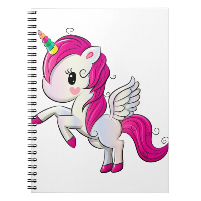 Carnet Licorne mignonne d'arc-en-ciel (Devant)