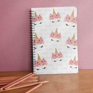 Carnet Licorne Personnalisée Répétant le Nom Monogrammé