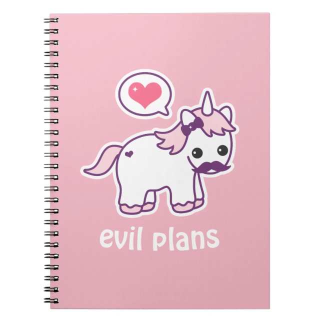Carnet Licorne rose de moustache (Devant)