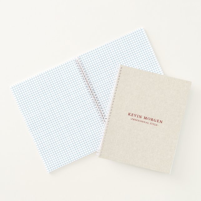 Carnet Light cream linen texture brown typography (Intérieur)