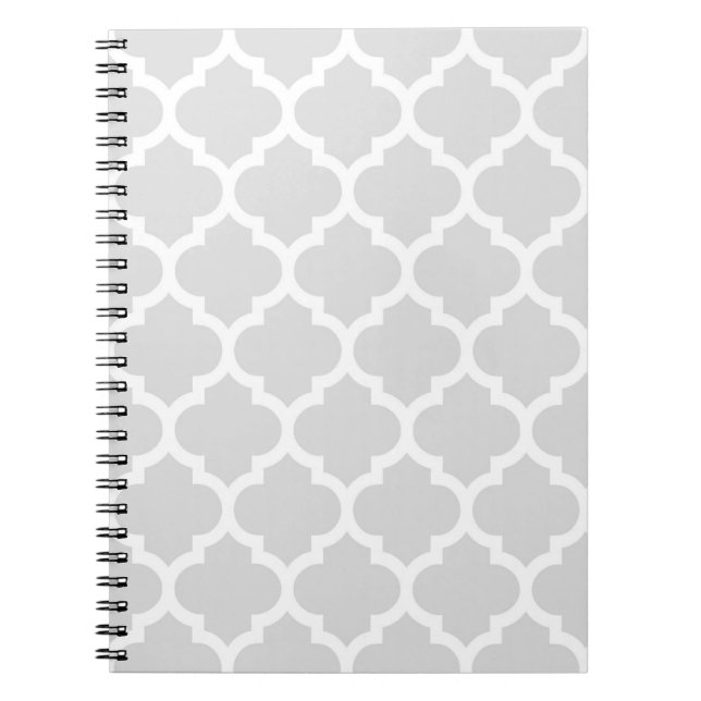 Carnet Light Gray White Moroccan Quatrefoil Pattern #5 (Devant)