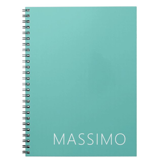 Carnet Light Teal Trendy Modern Minimalist Chic Name (Devant)
