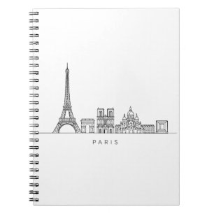 Carnet Ligne artistique minimaliste de la skyline de Pari