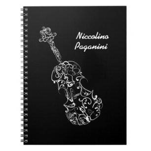 Carnet Ligne blanche dessin de violon, nom