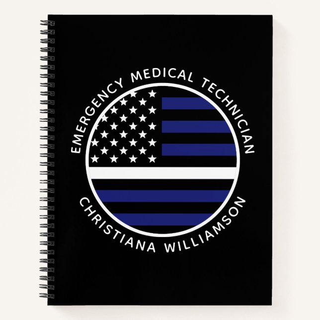 Carnet Ligne blanche mince personnalisée USA Drapeau EMS  (Devant)