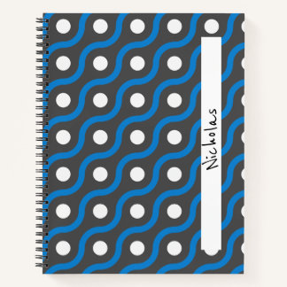 Carnet Ligne bleue courbe Motif sur gris