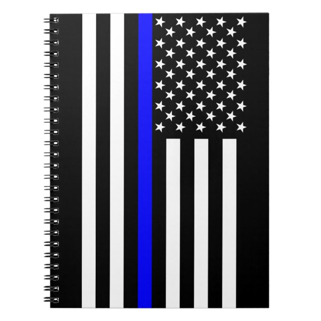 Carnet Ligne Bleue fine drapeau américain noir et blanc (Devant)
