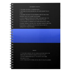 Carnet Ligne Bleue Mince et droits Miranda Avertissement 