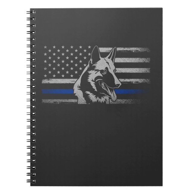 Carnet Ligne Bleue Mince Police Chien Malinois Belge (Devant)