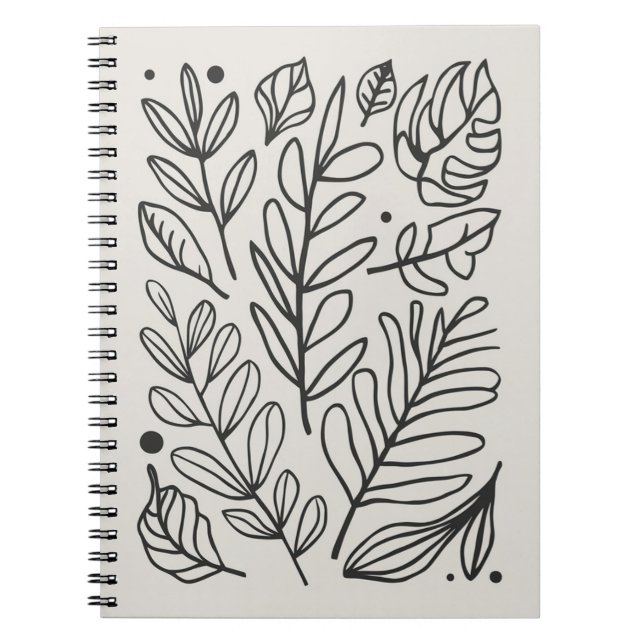 Carnet Ligne Botanique Minimaliste Feuilles d'art (Devant)