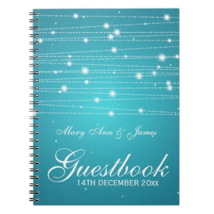 Carnet Lignes de scintillement turquoise de Guestbook de