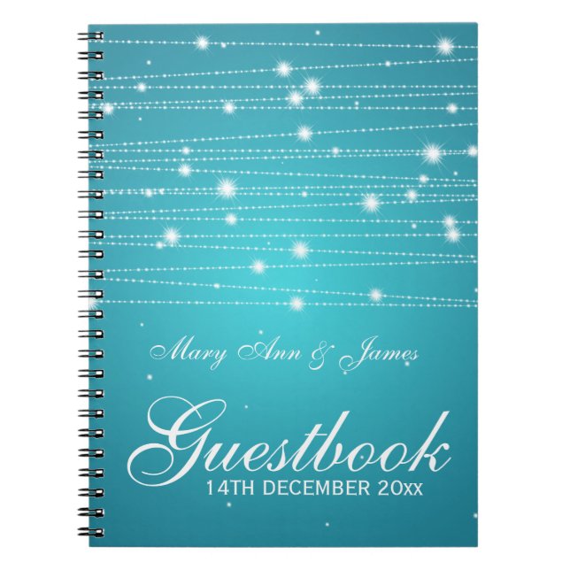 Carnet Lignes de scintillement turquoise de Guestbook de (Devant)
