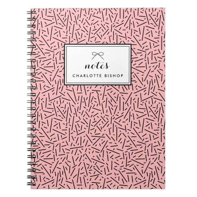 Carnet Lignes roses Motif Abstrait Personnalisé (Devant)