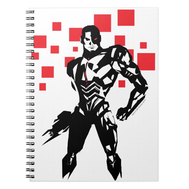 Carnet Ligue de Justice | Cyborg Digital Noir Pop Art (Devant)