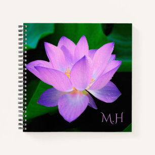 Carnet Lilac Lotus Flower Monogramme