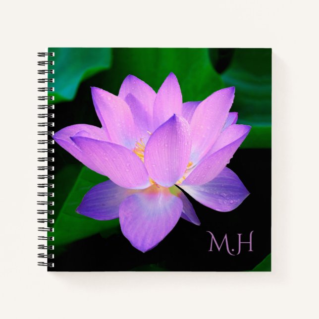 Carnet Lilac Lotus Flower Monogramme (Devant)