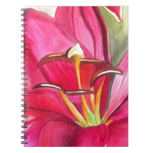Carnet Lily alerte rouge peinture de fleurs à l'aquarelle