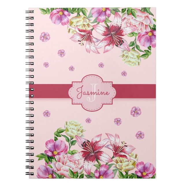 Carnet Lily & Peony Rose floral (Devant)
