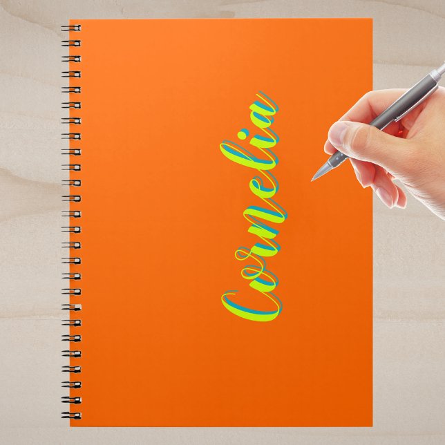 Carnet Lime Jaune 3D Spring Nom vert | Drôle Orange (Créateur téléchargé)